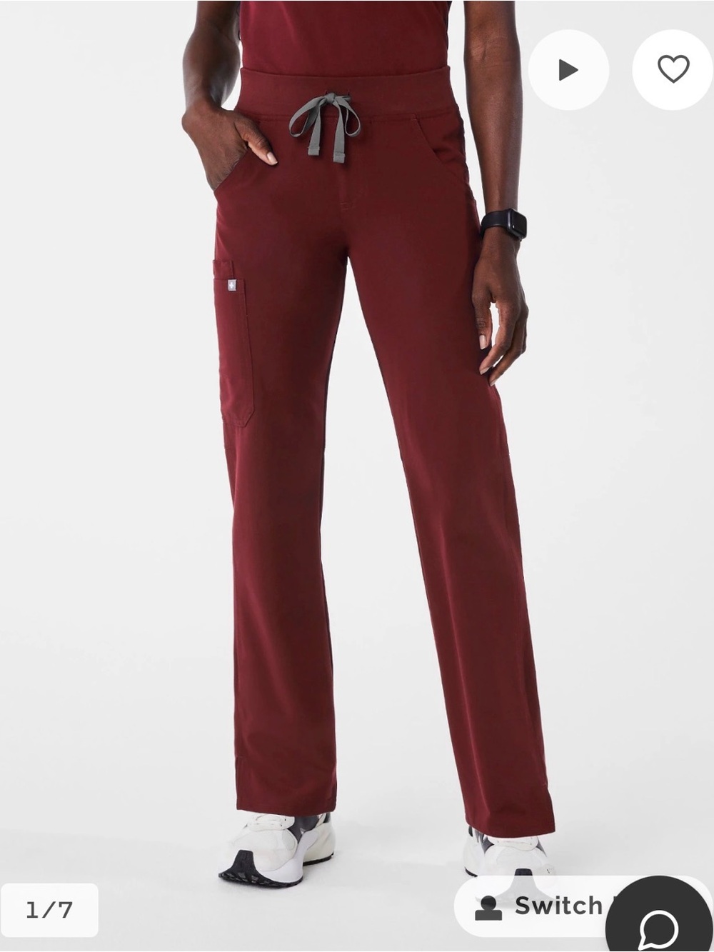 Figs Kade Cargo Scrub Pants Straight Leg Black Clinic Medical-Medium